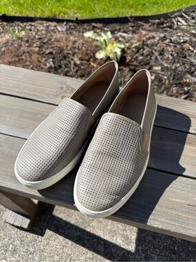 Vince Perforated Slip-On Flats - Taupe